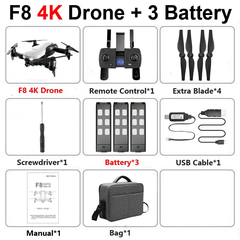 F8 профессиональный Дрон с камерой 4K HD двухосевой антивибрационный самостабилизирующийся шарнир gps WiFi FPV RC вертолет Квадрокоптер игрушки - Цвет: F8 4K 3B Bag