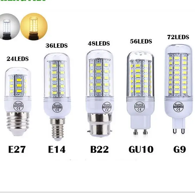 SMD 5730 лампада Led 110V 220V E27 E14 G9 GU10 B22 мозоли СИД светильник 24 36 48 56 69 72 светодиоды рождественские люстры лампы в форме свечи светильник Инж