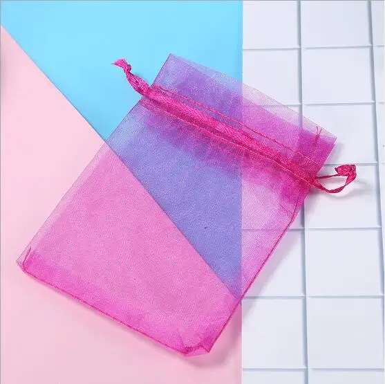 100 шт./лот 24 Цвет 20x30x25x35x30x40 35 х 50 см сумка-кисет из органзы и мешочки для украшений шнурок сумки подарочная упаковка мешки - Цвет: Розово-красный