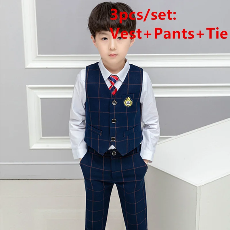 Boys style B Школьный костюм-Униформа с цветочным принтом для мальчиков и девочек на свадьбу, детский деловой жилет, брюки, юбка, комплект одежды для выступлений, костюм для танцев на фортепиано - Цвет: Boys style B