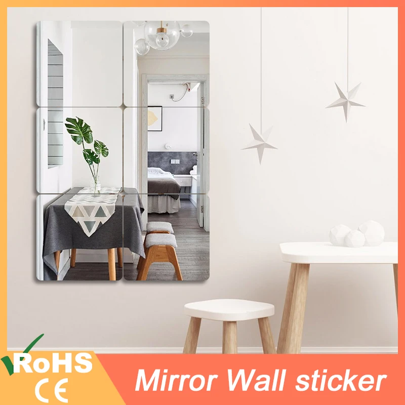 Mirror Self adhesive Stickers 30*30cm Square Mirror Sticker Crystal
