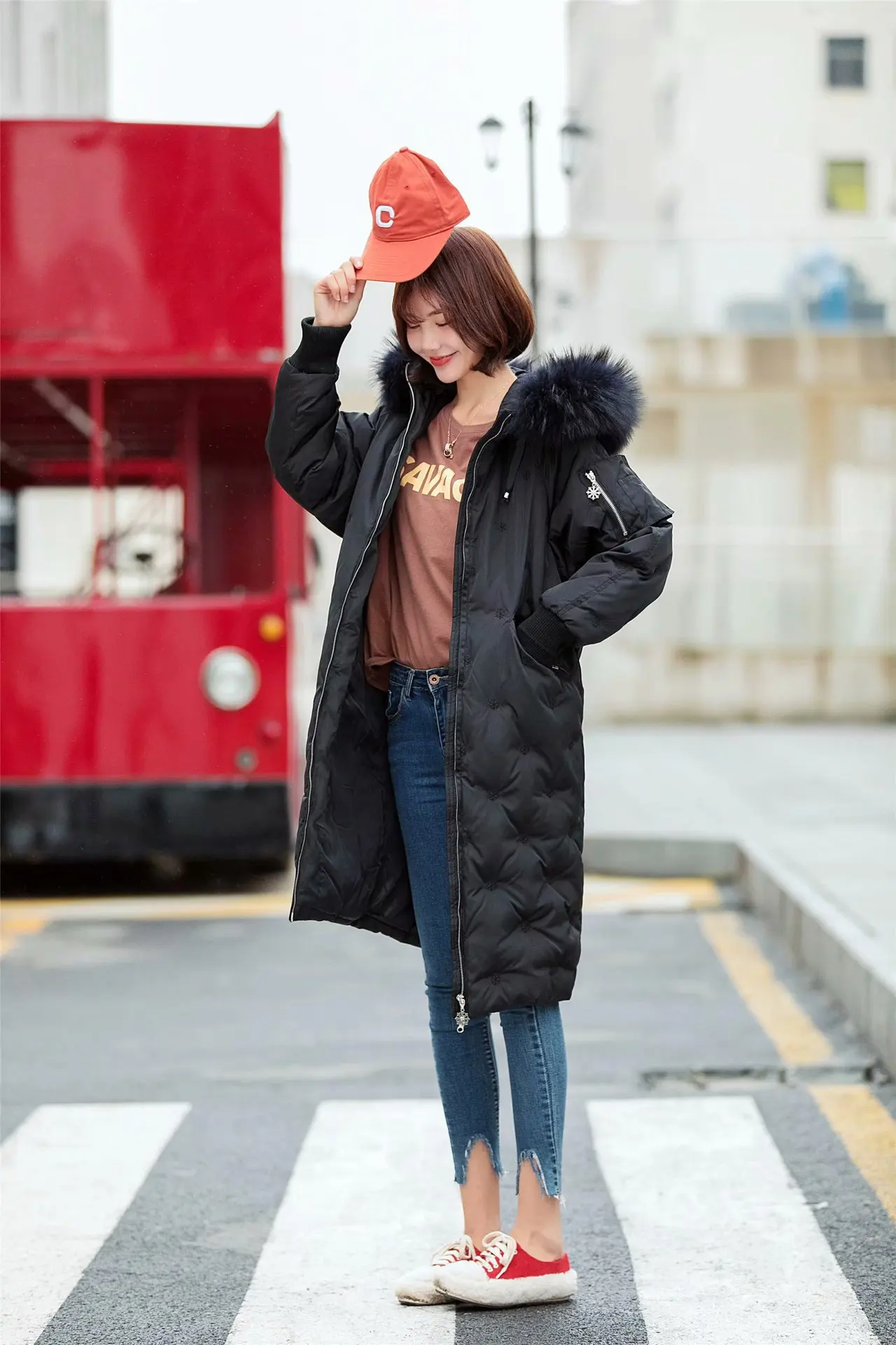 

Korean-style Simple Solid Color Snowflake Embroidered plus Thick Cotton Loose-Fit Versatile Cotton-padded Clothes Women's Colleg