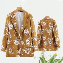 Fashion Women Floral Blazers 2019 Spring-Autumn Twill Suits Office Ladies Casual Loose Blazer Jackets Female Chic Tops set Coats