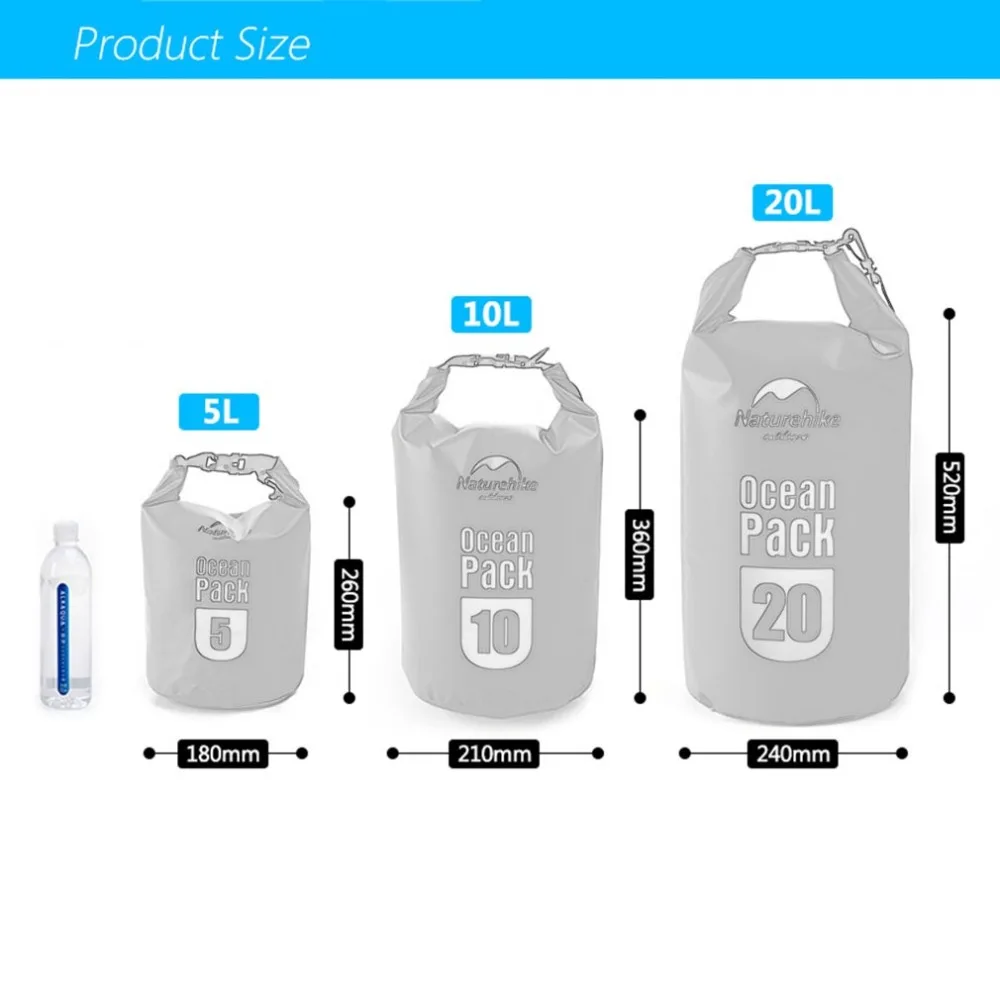 Naturehike Водонепроницаемый сухой мешок 5L 10L 20L Открытый Дайвинг складная сумка для хранения пляжная сумка для плавания рафтинг река океан распродажа
