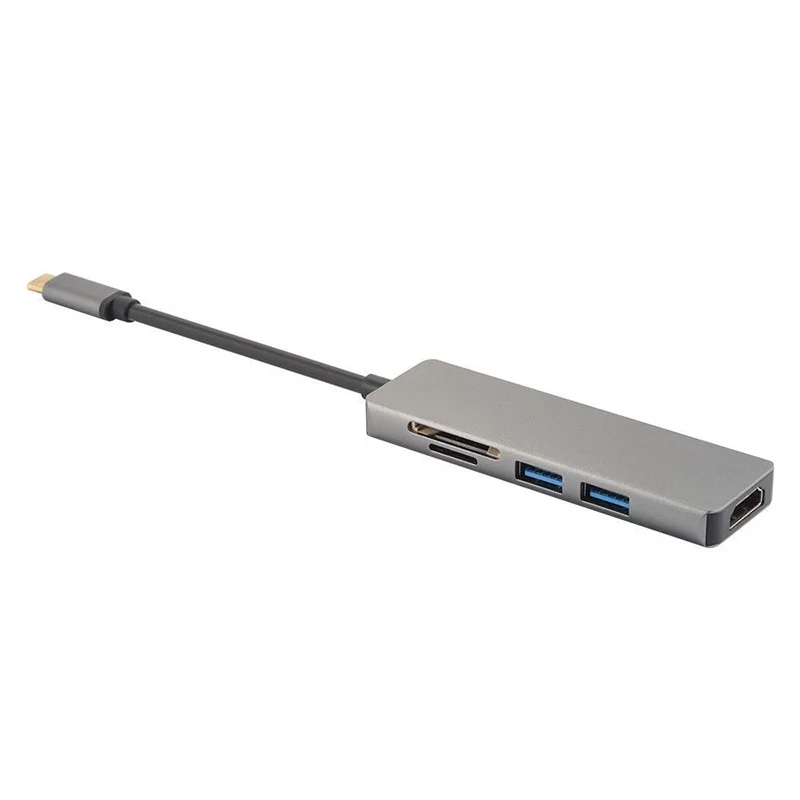 Универсальный 5 в 1 Тип-c адаптер USB 3,0 мульти-функциональный хаб разветвитель с TF/SD кард-ридер для samsung huawei xiaomi iphone