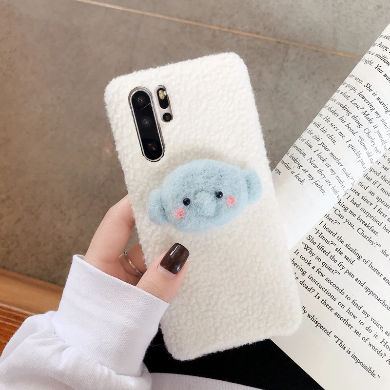 White Пушистый милый мультяшный плюшевый чехол для iPhone 11 11 Pro Max X XR XS MAX Чехол Мягкий ТПУ противоударный чехол для iPhone 7 8 6 6S Plus Coque - Цвет: White