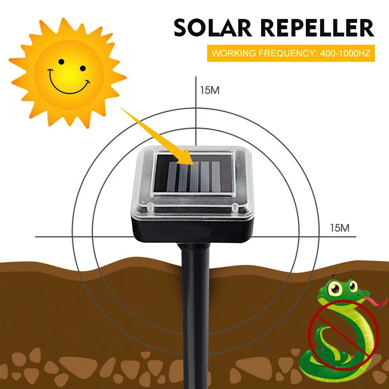 400-1000（HZ) Ultrasonic Mouse Repeller Ultrasonic Rat Repeller Solar Power Repeller Outdoor Gopher Rodent Control 1.2V 600MAH