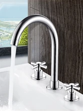  Bathroom Basin Faucet Brass Sink Mixer Tap Hot & Cold Lavatory Crane Vessel Dual Handle Bathtub Faucet Brushed gold Chrome/Black 