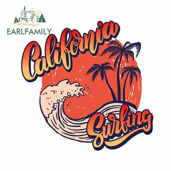 

EARLFAMILY 13cm x 12.9cm for California Surf Rider Poster Template Camper Car Sticker Vinyl Body for Car 3D Vinyl Material Decal