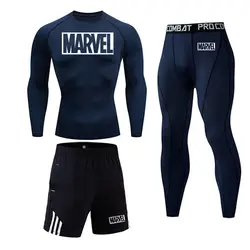 MARVEL Спортивная одежда мужские зимние спортивные костюмы Рашгард мужской фитнес-одежда колготки полный человек спортивные Леггинсы брюки