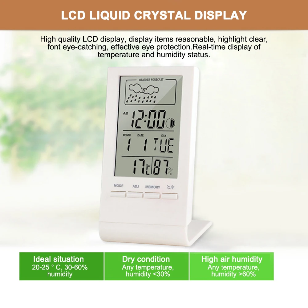 ЖК цифровой термометр с функцией измерения температуры и влажности|Приборы для