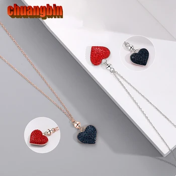 

100% genuine S925 sterling silver love necklace female Korean version creative rotating two-color heart-shaped clavicle chain
