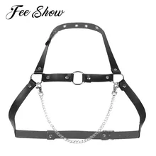 Мужской черный кожаный ремень на шею, на груди, с пряжкой, на бретелях, наряд с поясом и металлической цепочкой, Клубная одежда для взрослых, Harnais Homme, костюм