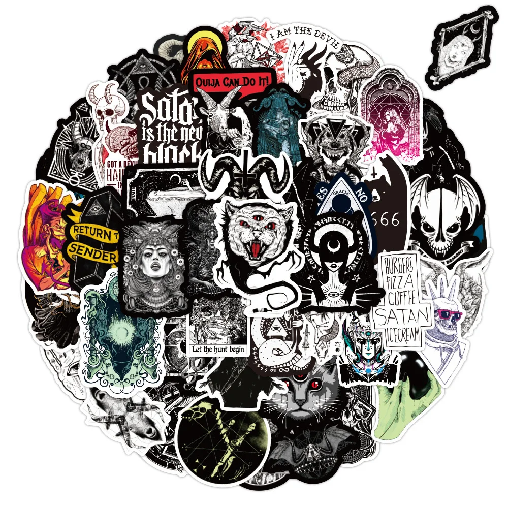 10/30/50PCS Gothic Demon Black and White Punk Style Gothic Motorcycle Electric Scooter Notebook Graffiti Sticker Wholesale