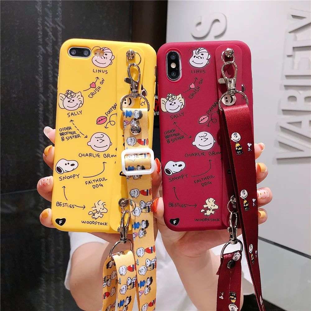 

Soft Silicone Wrist Strap Phone Case for IPhone 11pro X XR XS MAX Cute Cartoon Boy Case for Iphone 7 6 8 Plus Lanyard Neck Cover