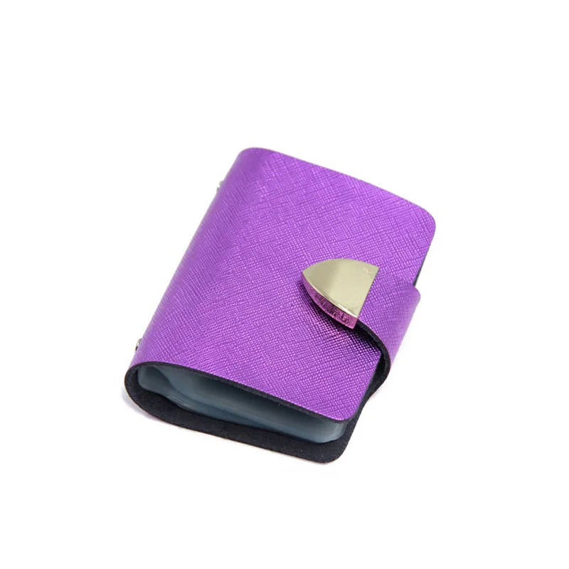 Женский Чехол для карт из искусственной кожи для женщин, держатель для кредитных карт, органайзер для карт, 26 страниц, большая емкость - Цвет: Purple