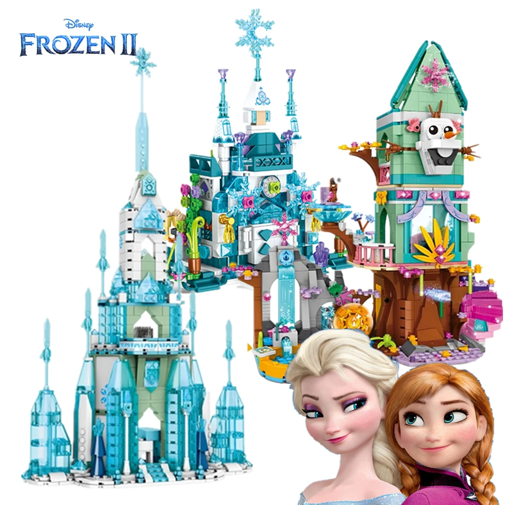 Disney Frozen Elsa Olaf Ice Snow Castle Princess House StreetView Building Blocks Bricks Movie Anime Model Kid Toy Children Gift | Игрушки и