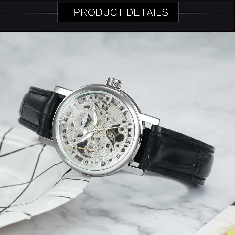 Goede 2019 Winnaar Vintage Vrouwen Horloges Mechanische Dameshorloge Lederen Band Skeleton Golden Dial Lichtgevende Handen Fashion Horloges