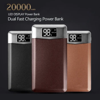 

20000mAH Portable Double USB Power Bank External Battery Poverbank LED Display Phone Charger Bank For Smart Phone Powebank