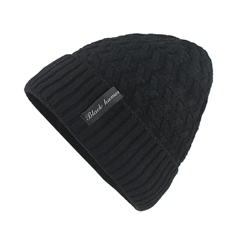 Beanie набор шейных платков унисекс вязаные зимние шапки Warnm Теплые повседневные эластичные Gorros шапочка с шарфом модные шапки - Цвет: Black Hat