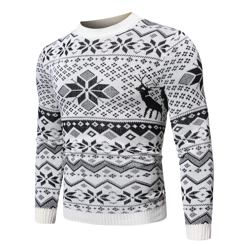 Зимний Рождественский мужской свитер с круглым вырезом, Повседневные свитера, Зимний вязаный пуловер, джемпер из Джерси, облегающая мужская одежда в стиле хип-хоп, Streetwe