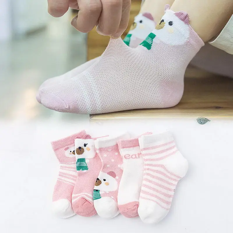 I 5 Pairs Children Boy Girls Cotton Socks Ankle Short Socks for Spring Summer YH-17 - Цвет: I
