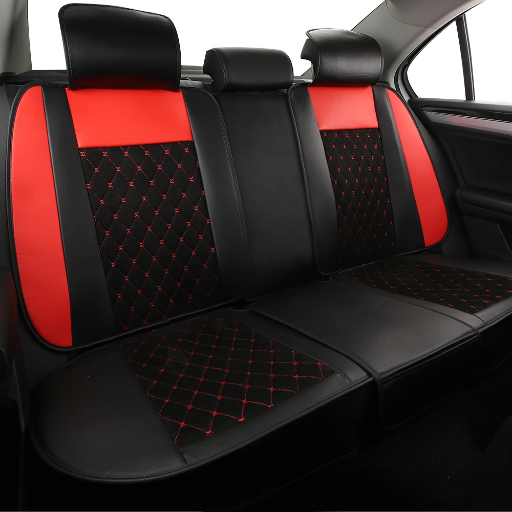 Leather suede car seat cover suitable for 5/7-seat car rear seat red black beige car interior high-end car interior accessories