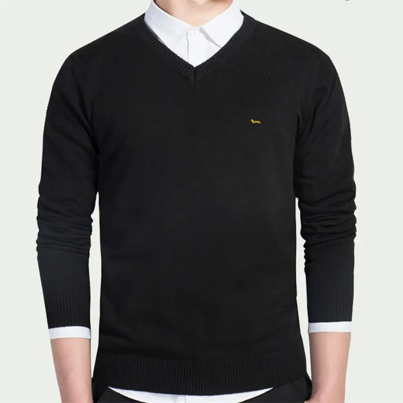 Brand Clothing New Spring Sweater Men Harmont V-neck Long Sleeve Solid Pull Embroidery Blaine Pullover Men Sweaters 5