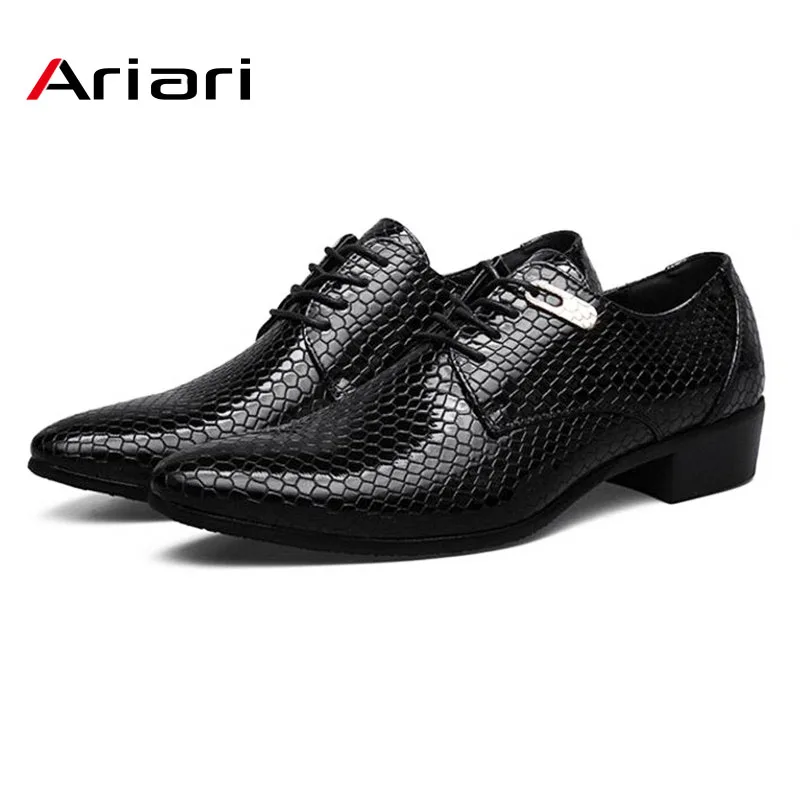 New Imitate Snake Leather Men Oxford Shoes Lace Up Casual Business Men Pointed Shoes Brand Men Wedding Men Dress Boat Shoes