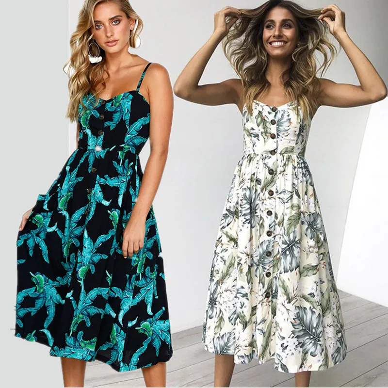 Платье женское пляжное в стиле бохо без рукавов повседневный облегающий