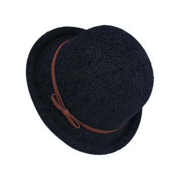 

Cotton and Linen Fisherman Hat Bucket Cap Solid Color Casual Curling Hat Women Sun Hat