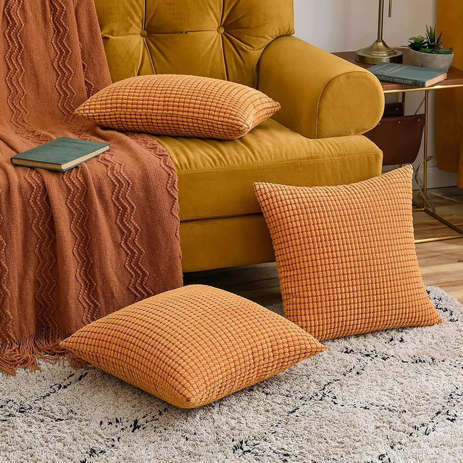 

Вельветовая большая наволочка, твердая кукуруза, полосатая искусственная нордическая домашняя декоративная наволочка для кровати, дивана, Осенний Декор