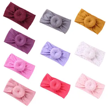 

New Baby Girls Hair Accessories Super Soft Nylon Hair Band Knotted Ball Donuts Children Solid Color Headband