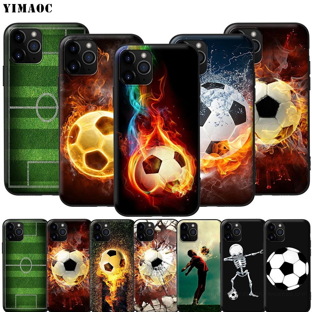 YIMAOC Fire Football Soccer Ball Silicone Soft Case for iPhone 12 Mini 11 Pro XS Max XR X 8 7 6 6S Plus 5 5S SE | Мобильные телефоны