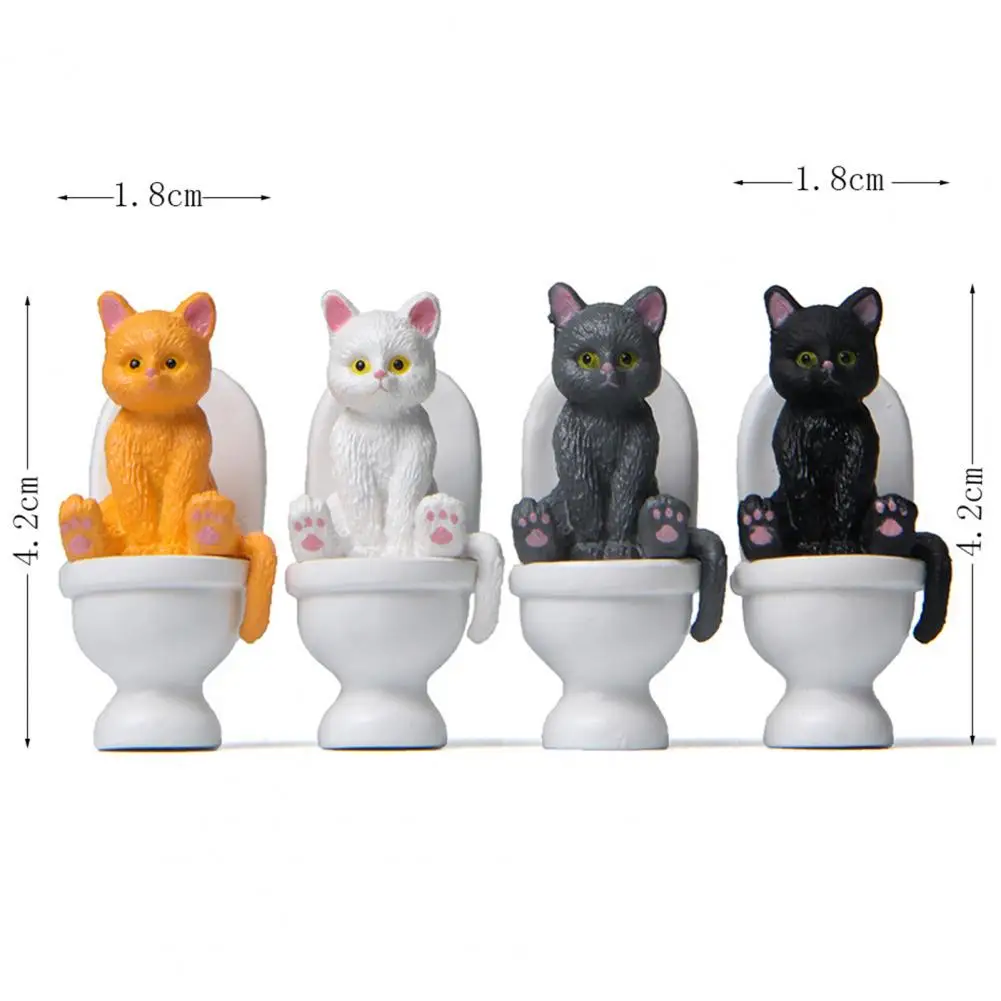 Funny Cat Figures High Simulation Vivid Expression Decoration Accessories Toilet Sitting Miniature Cat Animal Model Toy Kids