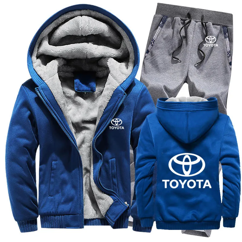 Мужские толстовки с капюшоном с логотипом Toyota, мужские толстовки с капюшоном, зимний утепленный флисовый хлопковый спортивный костюм на молнии, мужская куртка+ штаны, 2 шт. s - Цвет: 824