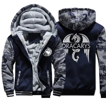 

Game of Thrones men Hoodies 2020 Autumn Winter Dracarys Dragon Hooded Camouflage Plus Velvet Thicken Sweatshirts Casual coats