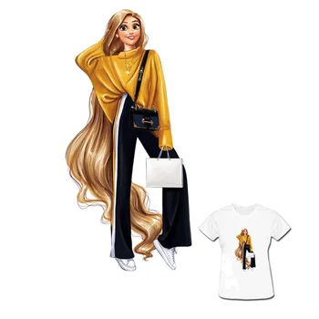 

Princess Patches Diy Iron On Stickers For T-Shirt Jacket Heat Transfer Stickers For Clothes Fashion Girls Parches Washable Patch