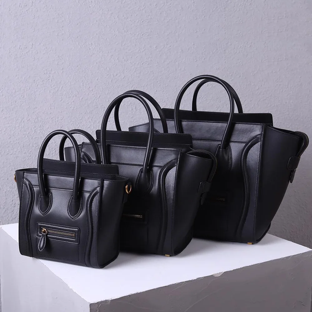 

Women's Genuine Leather Luggage Top Handle Handbag Tote Smile Crossbody Bag Shoulder Handbags Purse