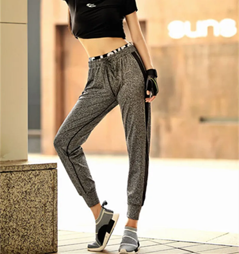

Autumn And Winter Medium Waist Lettered Casual Athletic Pants Loose-Fit Legs Elastic Trousers Women's Quick-Dry Running Pants Sl