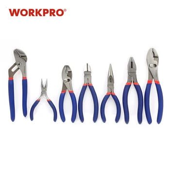 

WORKPRO 7PC Pliers set Wire Cable Cutter Plier Set dipped handle Electrician Plumbing Plier Long Nose Plier