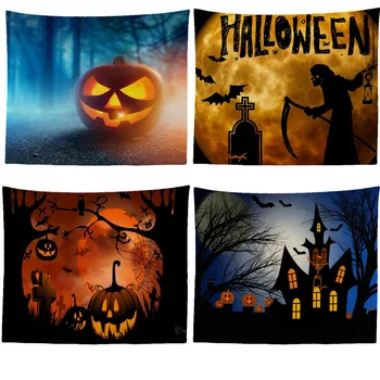 

New Style Hanging Cloth Art Wall Halloween Pumpkin Tapestry Tapestry Home Decoration Mural Beach Towel