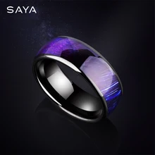 Дизайн унисекс 8 мм ширина Карбидное вольфрамовое кольцо черный цвет купольная полоса инкрустация фиолетового дерева Размер 7,5-10,5
