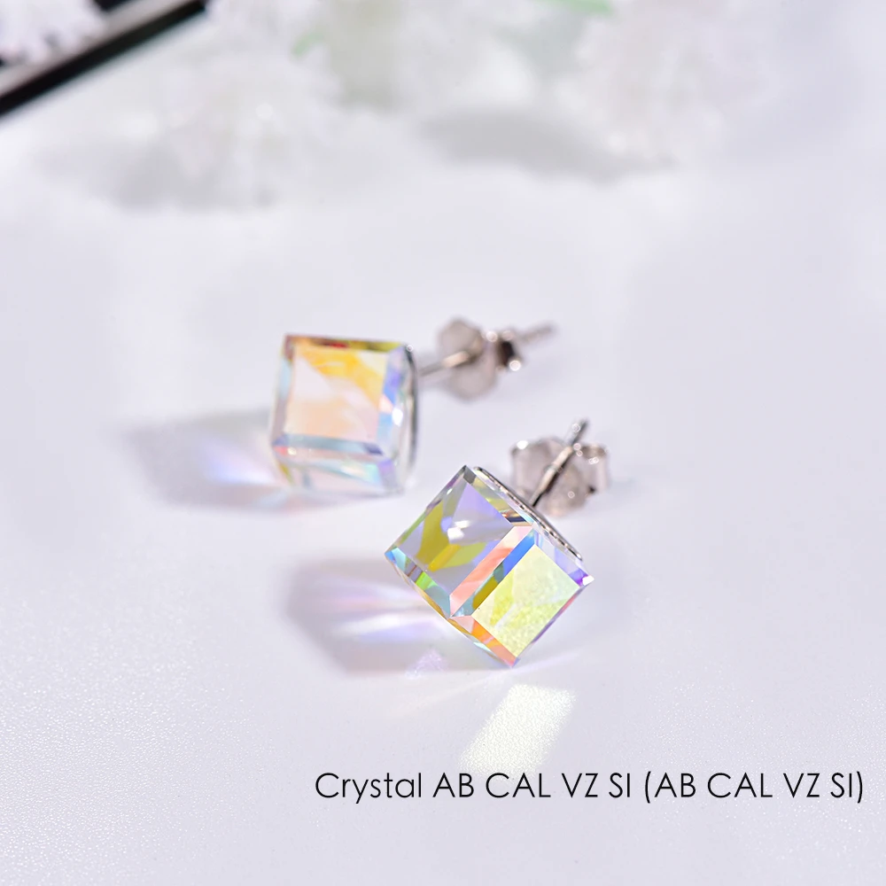 Malanda брендовые 925 пробы серебряные квадратные кристаллы от Swarovski серьги для женщин модные серьги-гвоздики Свадебные офисные украшения - Окраска металла: Crystal AB