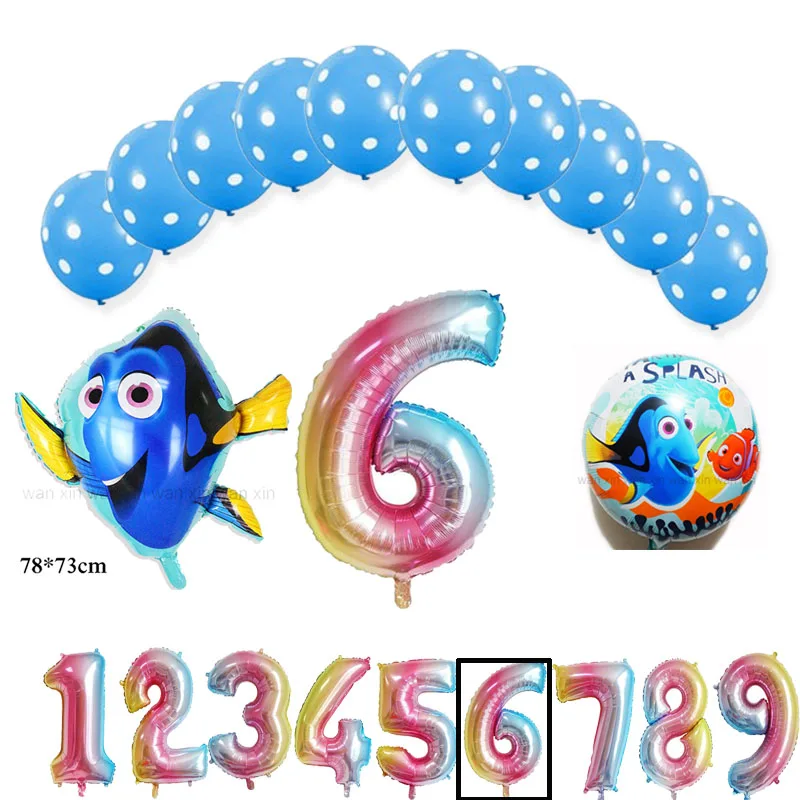 

(13pcs/lot)Nemo party balloons set 10pcs latex globos cartoon fish dory foil balloons for nemo kid birthday balloons