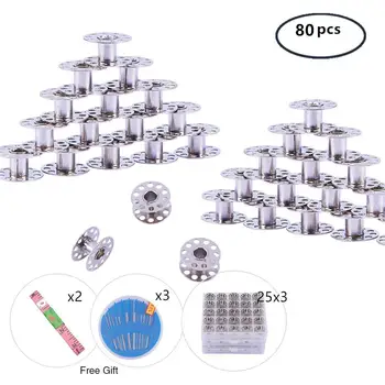 

80Pcs Iron Sewing Spools with Tape Measure Iron Sewing Needles for Sewing Craft