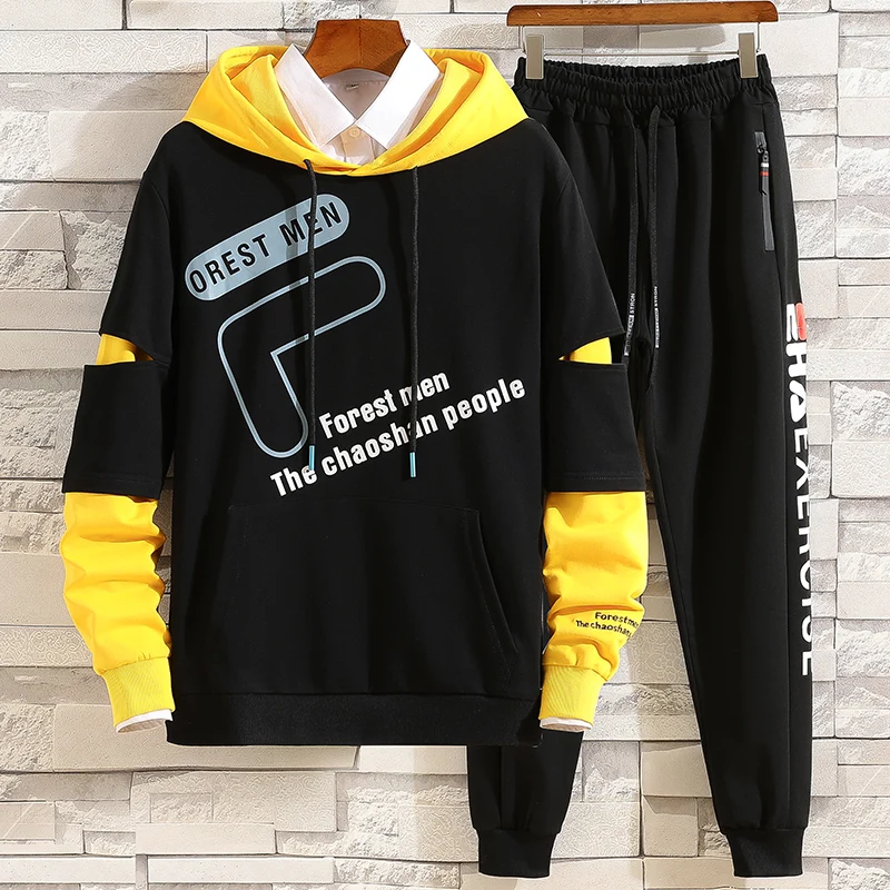 New Fashion Men's Sets Japan Style Autumn Winter Elastic Waist Trousers+Long sleeve Pullover Hoodies Set Casual Men Clothing Set New Fashion Men's Sets Japan Style Autumn Winter Elastic Waist Trousers+Long sleeve Pullover Hoodies Set Casual Men Clothing Set