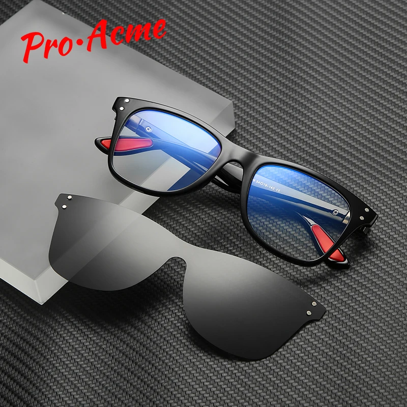 

Pro Acme TR90 Frames Anti Blue Light Glasses Men Women Blue Light Blocking Glasses 2 In 1 Magnetic Clip On Sunglasses PA1300