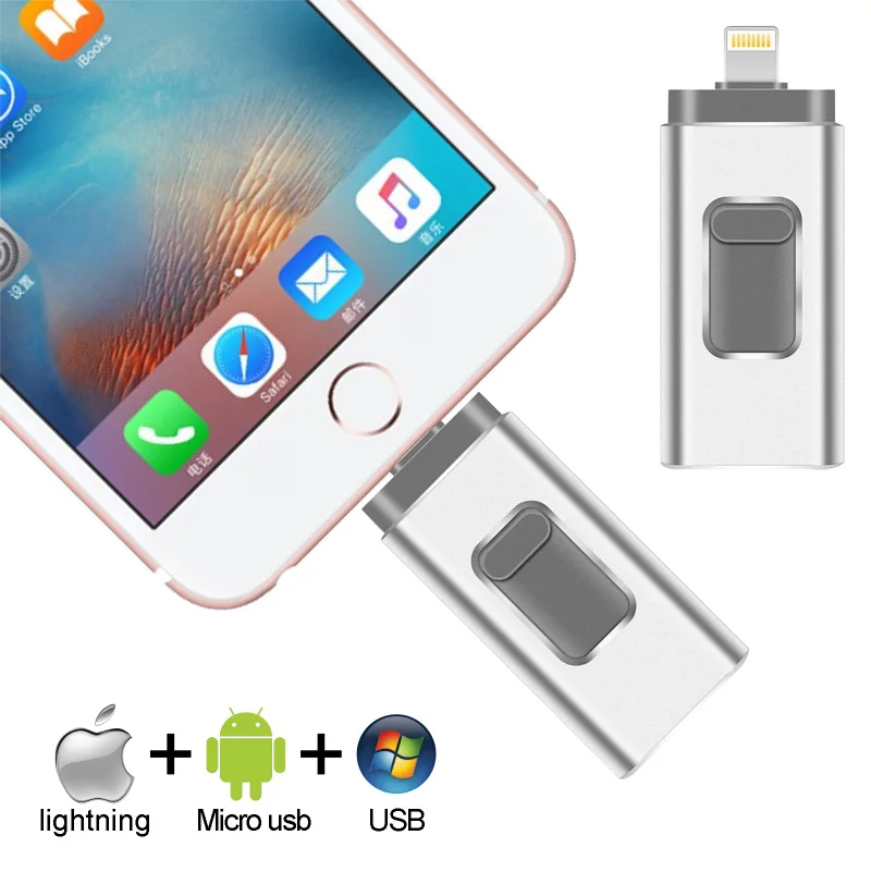 USB флеш-накопитель для iphone 7 plus, apple, ручка-накопитель, 128 г, 32 г, 64 г, Android, OTG, флешка для iPad, U диск, 3 в 1, карта памяти