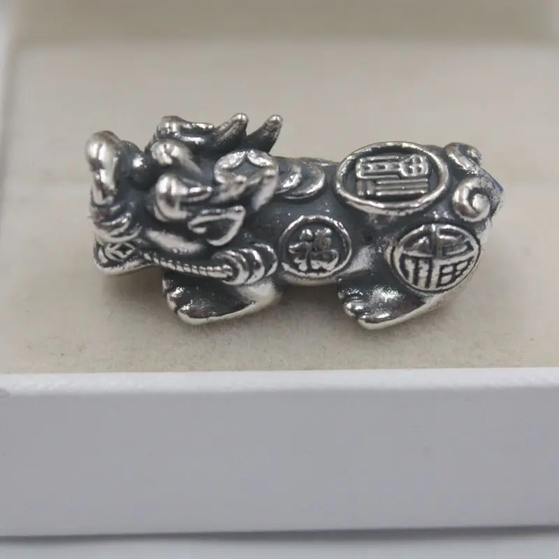 

New Fine Pure Sterling Silver S925 Pendant Women Men Fu Pixiu Figure Bead Pendant 32x16mm